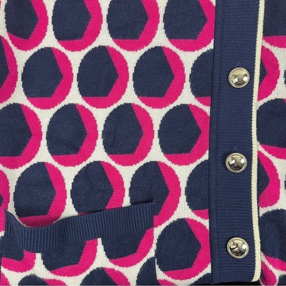 Charter Club Womens Long Cardigan Sweater Stretch Buttons Blue Pink Large - Picture 6 of 8